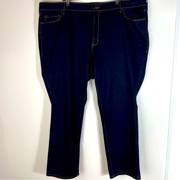 Old Navy Mid Rise Dark/Medium Wash Slim Straight Leg Denim Jeans Women’s Size 26 - Picture 1 of 8